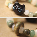 Fortune Jewel Bodhi Seed Green Sandalwood Ebony Wood Small Leaf Red Sandalwood Cat Head Paw Claw Peace Bracelet