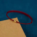 Fortune Jewel 925 Sterling Silver Lucky Golden Bead Braided String Bracelet Anklet