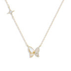 White Mother of Pearl CZ Butterfly Necklace for Women