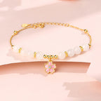 Fortune Jewel 925 Sterling Silver Hetian White Jade Cherry Blossom Protection Bracelet