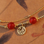Fortune Jewel Red Agate Fu Character Charm Self-acceptance Bracelet