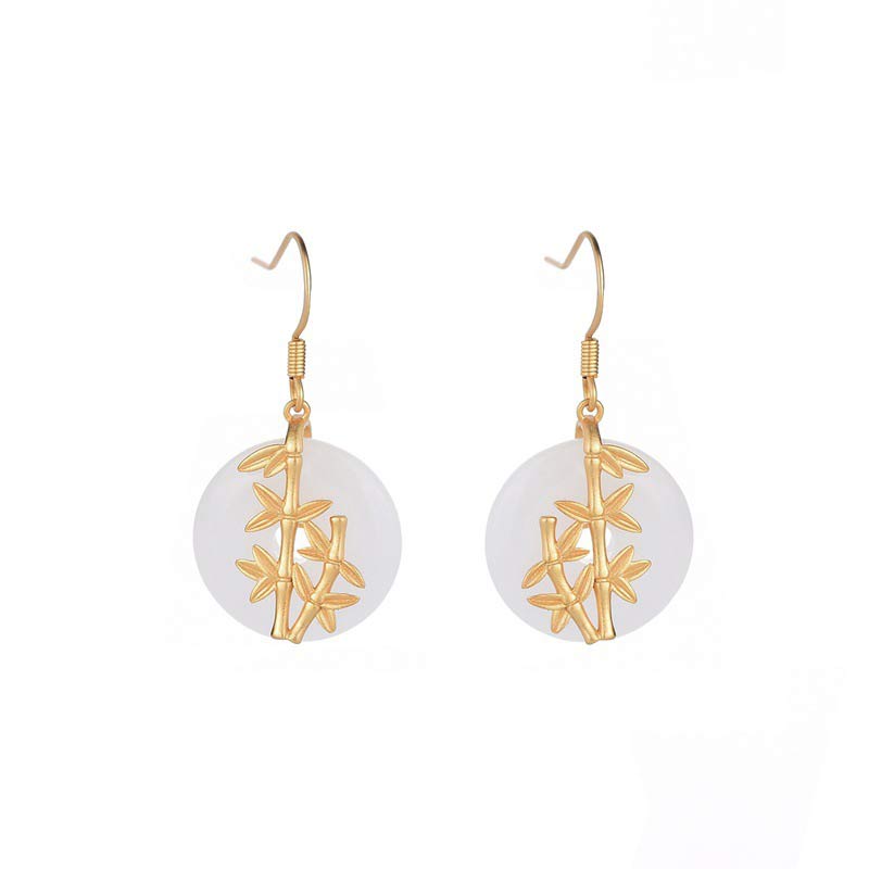 Fortune Jewel FengShui White Jade Fortune Earrings