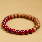Fortune Jewel 925 Sterling Silver Peach Wood Cinnabar Ward Off Evil Spirits Bracelet