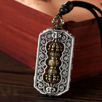 Fortune Jewel Tibetan Om Mani Padme Hum Carved Dorje Vajra Rotatable Lotus Pattern Purity Rope Necklace Pendant
