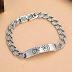 Fortune Jewel Tiger Tang Dynasty Flower Design Copper Luck Chain Bracelet