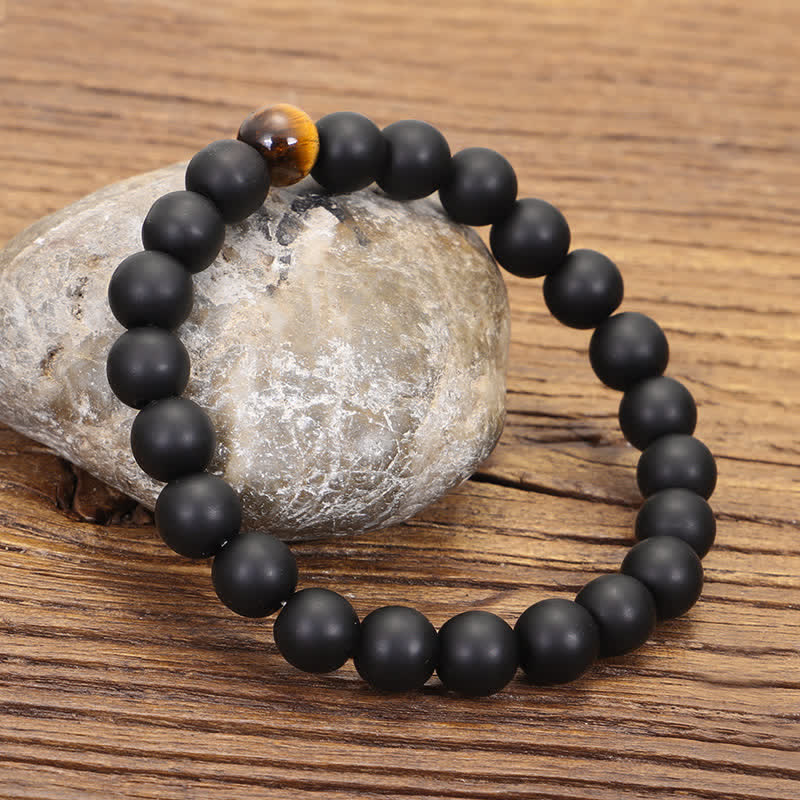 Fortune Jewel 108 Mala Beads Frosted Stone Tiger Eye Balance Bracelet Necklace Pendant