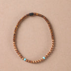 Buddha Stones Sandalwood Turquoise Protection Double Wrap Bracelet