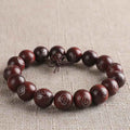 Fortune Jewel 925 Sterling Silver Inlaid Small Leaf Red Sandalwood Om Mani Padme Hum Character Auspicious Clouds Protection Bracelet