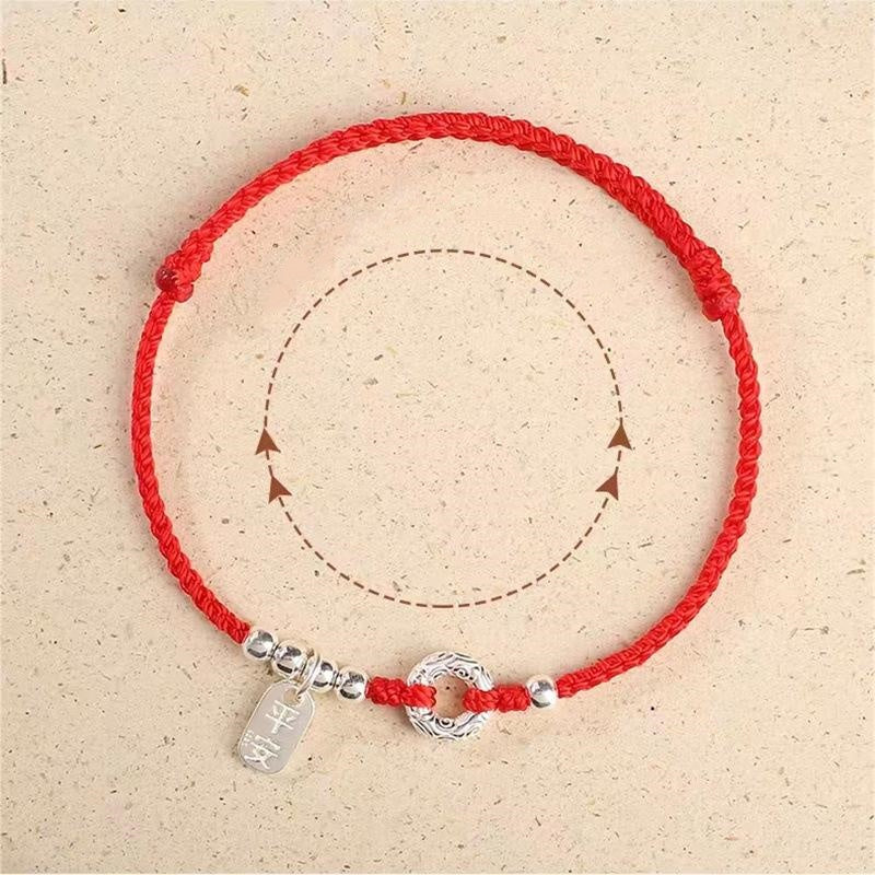 Fortune Jewel 925 Sterling Silver Auspicious Clouds Peace Buckle Safe And Sound Bracelet Anklet