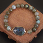 Fortune Jewel Natural Labradorite Moonstone Support Healing Beaded Bracelet