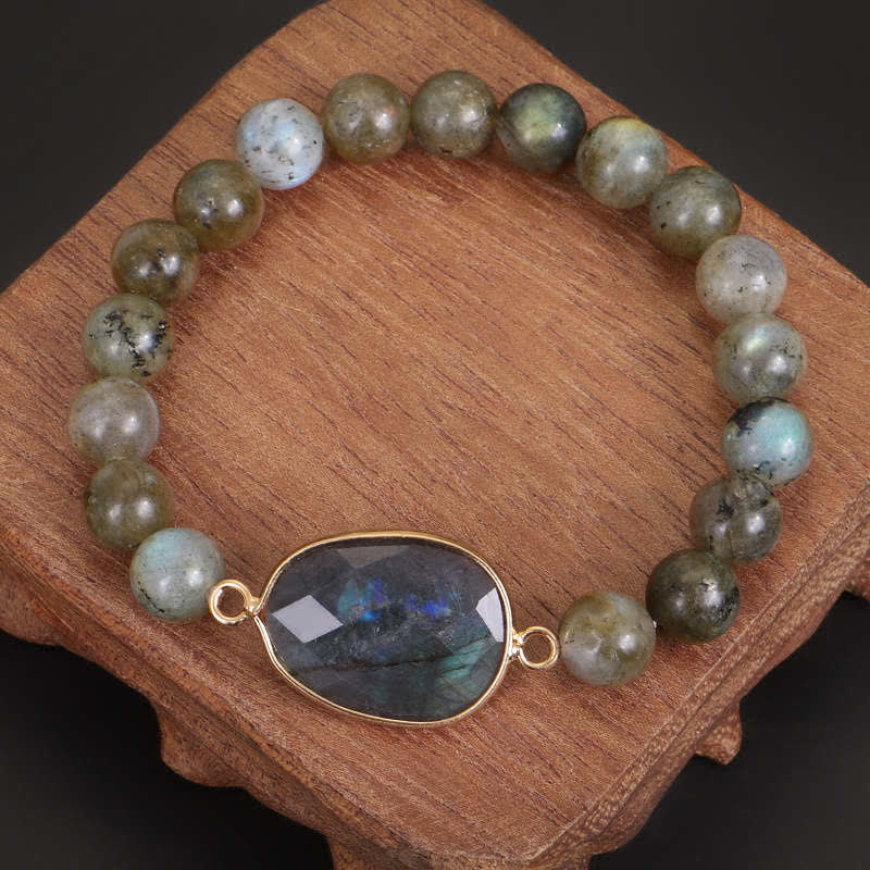 Fortune Jewel Natural Labradorite Moonstone Support Healing Beaded Bracelet