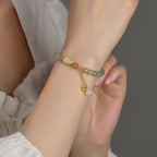 Fortune Jewel 925 Sterling Silver Hetian Jade Gourd Lotus Abundance Luck Bracelet