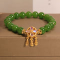 Fortune Jewel Green Jade Dreamcatcher Four Leaf Clover Luck Bracelet