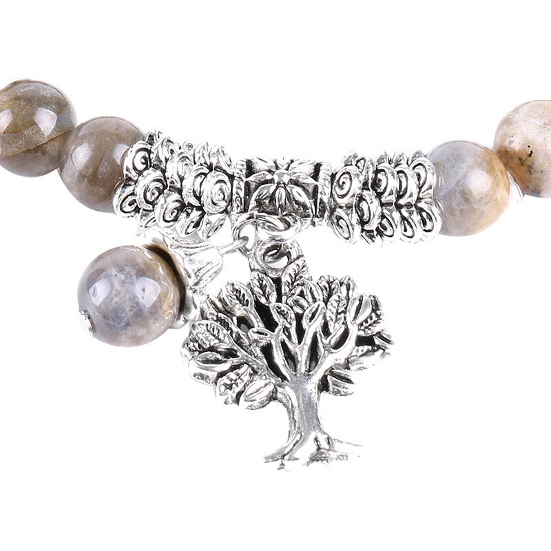 Fortune Jewel Natural Gemstone Tree of Life Lucky Charm Stretch Bracelet