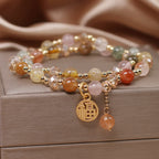 Fortune Jewel Multicolored Rutilated Quartz Fu Character Auspiciousness Bracelet