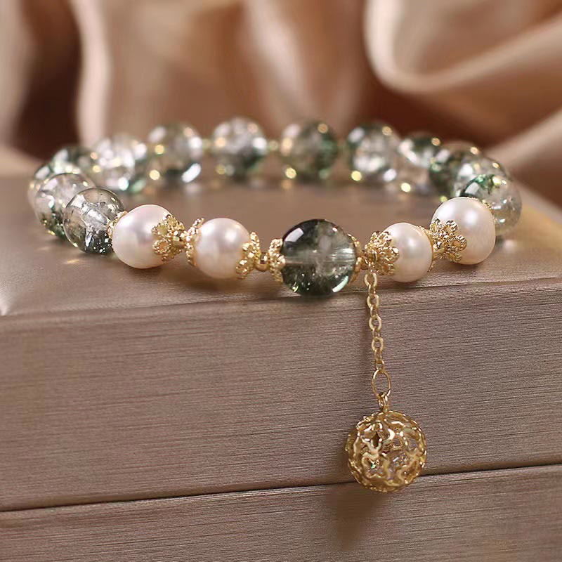 Fortune Jewel Green Phantom Pearl Self-acceptance Charm Bracelet