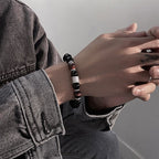 Fortune Jewel Natural Black Obsidian Tiger Eye Strength Fulfillment Bracelet