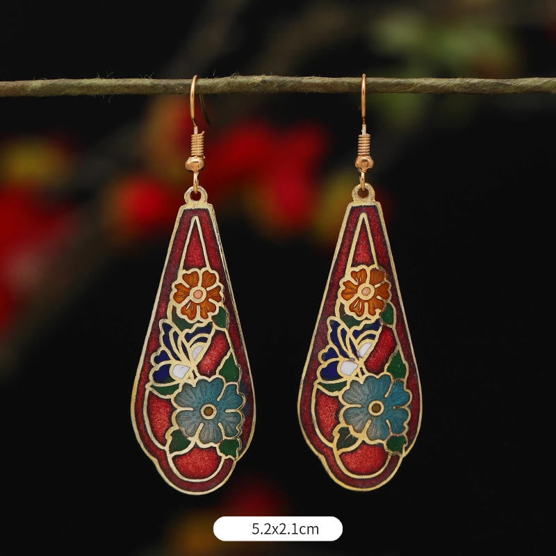 Fortune Jewel Lotus Butterfly Flower Alloy Copper Enlightenment Drop Earrings