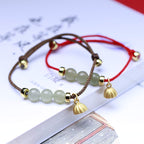 Fortune Jewel Natural Jade Lotus Seed Strength Red String Weave Bracelet