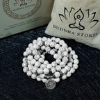 Fortune Jewel White Turquoise Lotus Mala Healing Bracelet