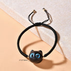 Fortune Jewel Ebony Wood Cat Head Pattern Peace King Kong Knot Braided Bracelet