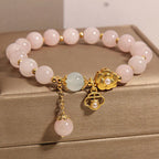 Fortune Jewel Natural Pink Crystal Lucky Flower Warmth Bracelet