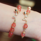 Fortune Jewel Natural Red Agate Rose Confidence Calm Chain Bracelet