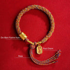 Fortune Jewel Handmade Multicolored Tibetan Om Mani Padme Hum Ruyi Auspicious Charm Braided Bracelet