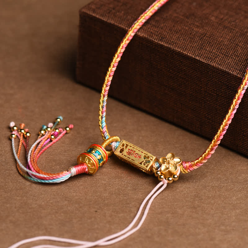 Fortune Jewel Colorful String Copper Wealth Necklace Pendant
