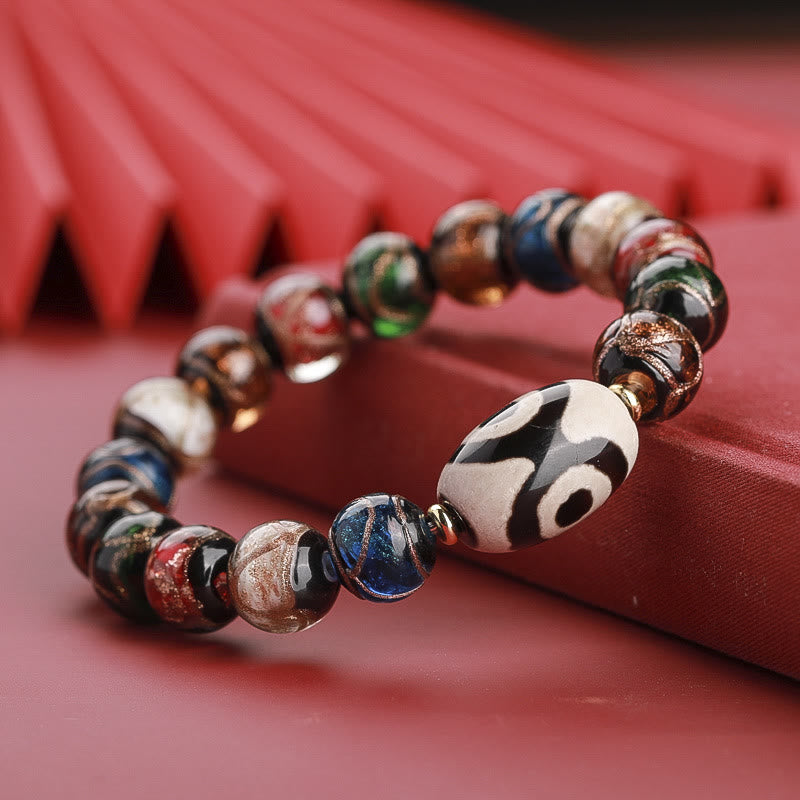 Fortune Jewel Tibetan Nine-Eye Dzi Bead Three-eyed Dzi Bead Liuli Glass Bead Wealth Bracelet