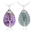 Fortune Jewel Natural Quartz Crystal Tree Of Life Healing Energy Necklace Pendant