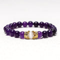 Fortune Jewel Natural Stone King&Queen Crown Healing Energy Beads Couple Bracelet
