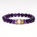 Fortune Jewel Natural Stone King&Queen Crown Healing Energy Beads Couple Bracelet