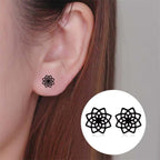 Fortune Jewel Tibetan Lotus Pattern New Beginning Stud Earrings