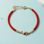 Fortune Jewel Copper Koi Fish Wealth Necklace Pendant Red Rope Bracelet Earrings Set