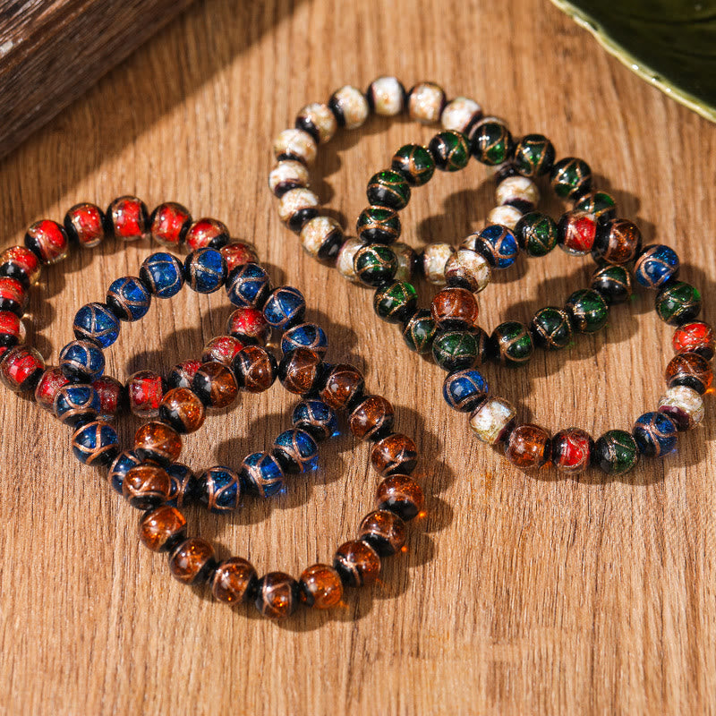 Fortune Jewel Tibetan Classic Liuli Glass Bead Luck Wealth Bracelet