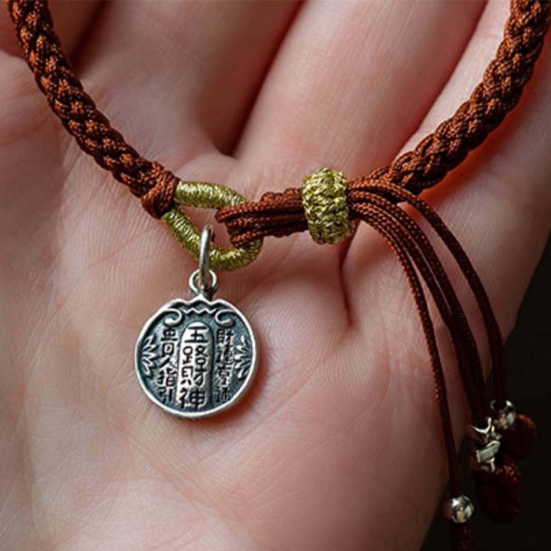 Fortune Jewel Handmade 925 Sterling Silver Five Directions Gods of Wealth Luck Protection String Braid Bracelet