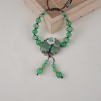 Fortune Jewel Natural Green Jade Luck Dangling Flower Bracelet