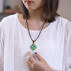Fortune Jewel Natural Lucky Four Leaf Clover Jade Prosperity Necklace Pendant
