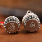 Fortune Jewel Tibet Om Mani Padme Hum Shurangama Mantra Titanium Steel Wisdom Amulet Necklace Pendant