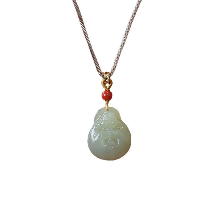 Fortune Jewel Laughing Buddha Hetian Jade Wealth Prosperity String Necklace Pendant Fortune Jewel