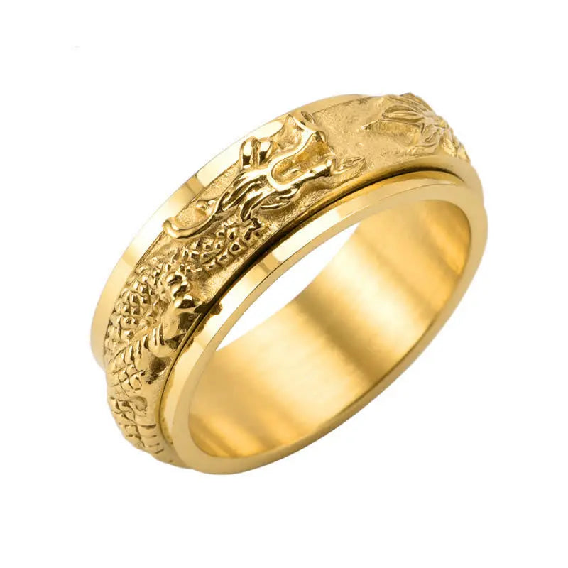 Fortune Jewel Dragon Titanium Steel Stimulation Rotatable Ring Fortune Jewel