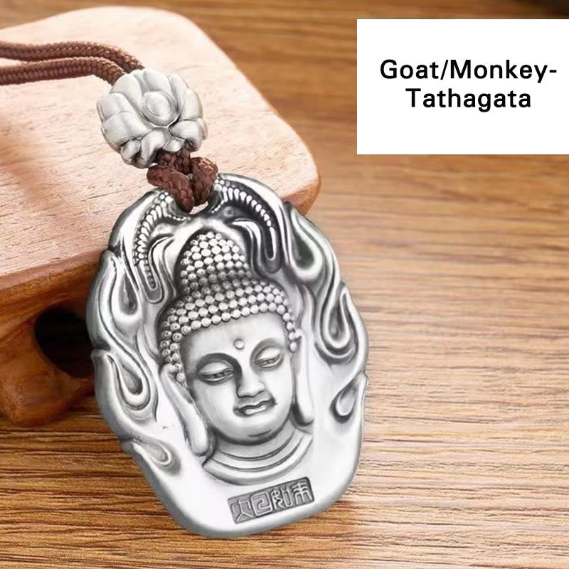 Fortune Jewel Chinese Zodiac Natal Buddha Om Mani Padme Hum Lotus Compassion Necklace Pendant Fortune Jewel