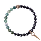 Fortune Jewel Black Obsidian Sodalite Crystal Copper Strength Couple Bracelet