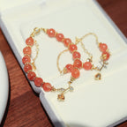Fortune Jewel Natural Red Agate Rose Confidence Calm Chain Bracelet