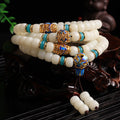Fortune Jewel Natural White Bodhi Seed Mala 108 Beads Wealth Bracelet