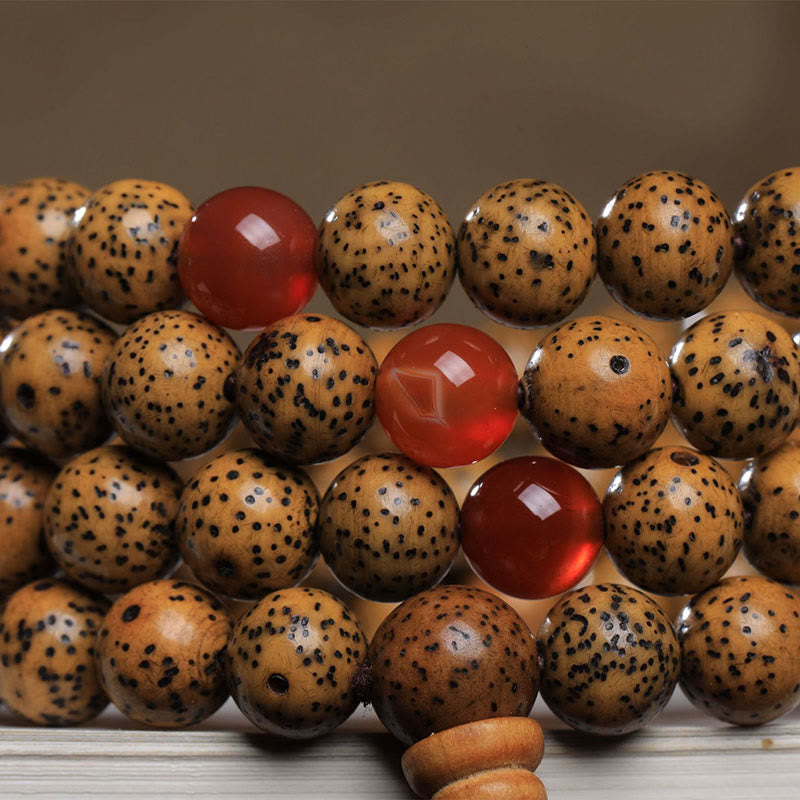 Fortune Jewel 108 Mala Beads Bodhi Seed Red Agate Auspiciousness Bracelet
