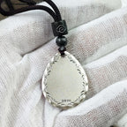 Fortune Jewel Vintage 999 Sterling Silver Yin Yang Bagua Water Drop Design Balance Harmony Necklace Pendant Fortune Jewel