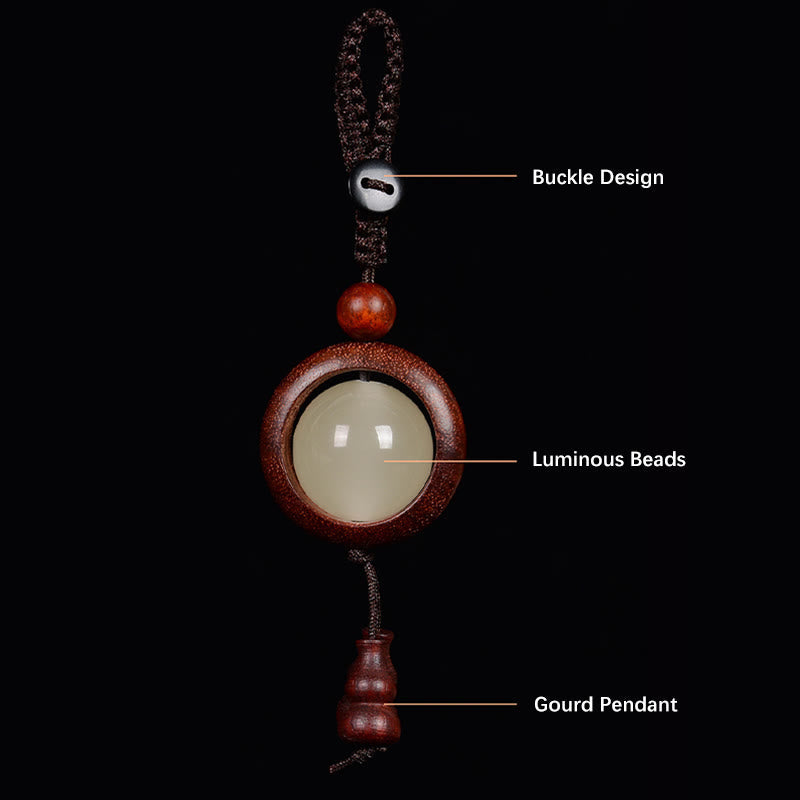 Fortune Jewel Red Sandalwood Ebony Wood Green Sandalwood Luminous Lucky Bead Gourd Peace Key Chain