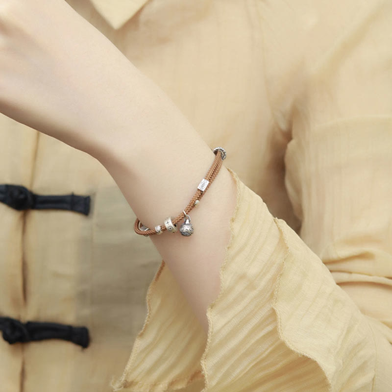 Fortune Jewel 925 Sterling Silver Gold Swallowing Beast Koi Fish Wealth Handcrafted Braided Bracelet